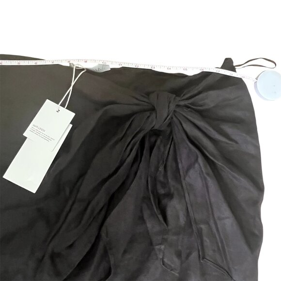 Zara 100% Linen Mini Skirt Brown- ZW Collection, Adjustable Knot, Size Large - Picture 8 of 10